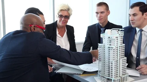 Business Team Eliminated all Differences on the Construction Stock Footage 72558006