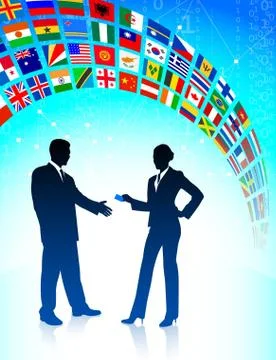 Business Team with Flags Banner Stock Illustration