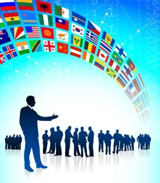 Business Team with Flags Banner Stock Illustration