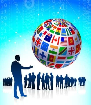 Business Team with Flags Globe Stock Illustration