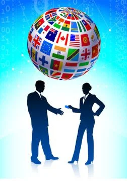 Business team with Flags Globe 库存插图