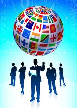 Business Team with Flags Globe Stockillustratie