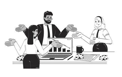 Business team frustrated at declining performance doodle lineart illustration イラスト素材