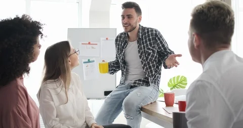 Business team having fun during coffee break Video stock 109072173