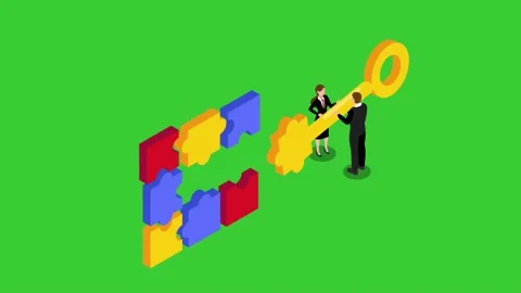 Business team with key to problem solution Stock Footage 233050017