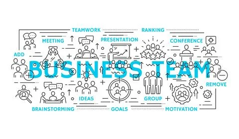 Business team line icons, vector signs set Illustrazione stock