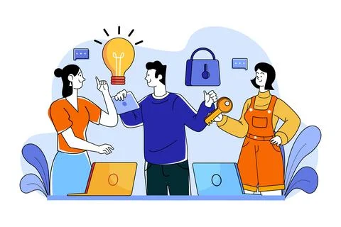 Business team looks for a solution to solve the problem Illustrazione stock