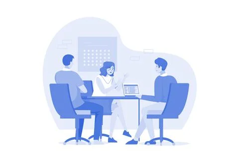 Business Team Looks For A Solution To Solve The Problem Illustrazione stock