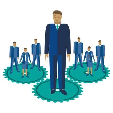 Business team management flat vector illustration. Teamwork concept Stock Illustration