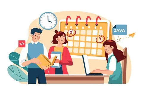Business team managing task schedule Stock Illustration