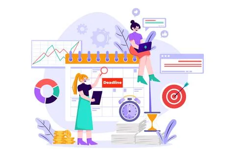 Business team managing task schedule Illustrazione stock