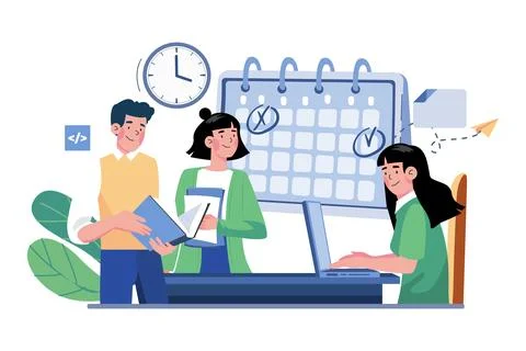 Business Team Managing Task Schedule 스톡 일러스트