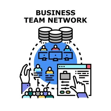 Business team network connecting to data system Stock Illustration