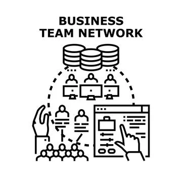 Business team network connecting to data system Stock Illustration