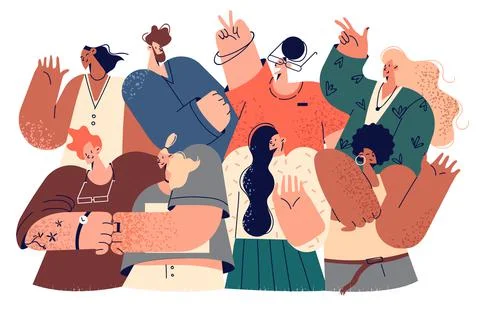 Business team, office workers, multicultural group concept Stock Illustration