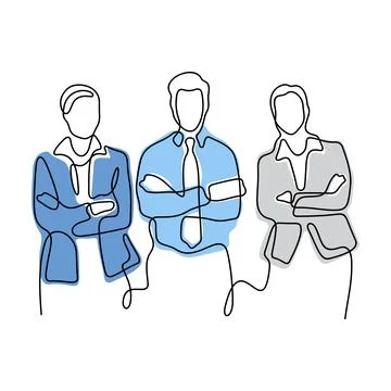Business team one line vector illustration Stock Illustration