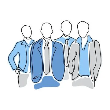 Business team one line vector illustration Stock Illustration