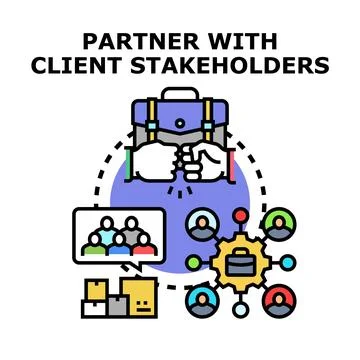 Business team partnering with client stakeholders Ilustração Stock