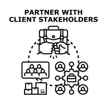 Business team partnering with client stakeholders Stock Illustration