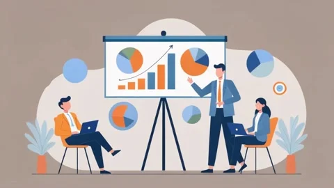 Business Team Presentation and Data Analysis Animation 4K Stock Footage 328785957