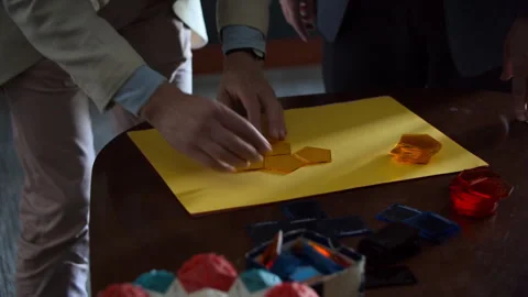 Business team problem solving with geometric shapes Stock Footage 330553679