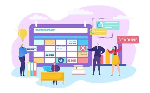Business team process, vector illustration. Company employees make some planning Stock Illustration