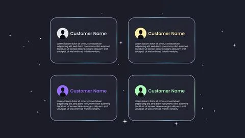Business team profile interface cards with user icons and text placeholders Stock Illustration