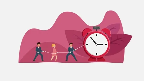 Business team pulling a clock arrow to manage time Stock Footage 145863500