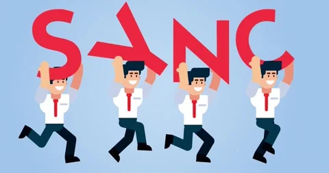 Business Team Running Together While Carrying Red SYNC Letters Stock Footage 313665606