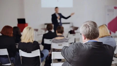 Business Team Seminar Listening Meeting Concept Stock Footage