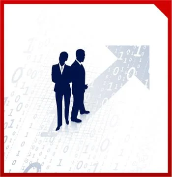 Business team silhouettes on binary background Stock Illustration