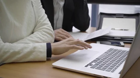 Business team sit at the computer Video stock 80223645