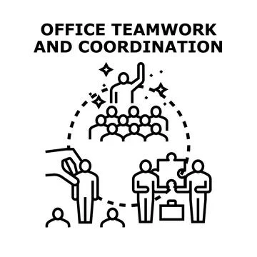 Business team solving puzzle and coordinating office work Stock Illustration