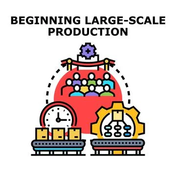 Business team starting large scale automated production process Stock Illustration
