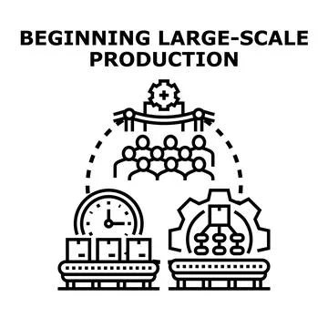 Business team starting large scale automated production process Stock Illustration