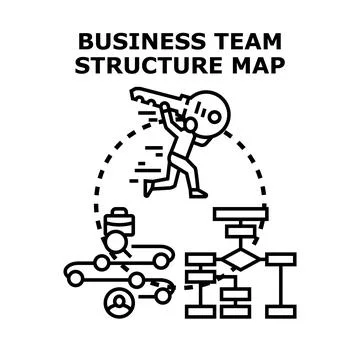Business team structure map unlocking success concept Ilustração Stock