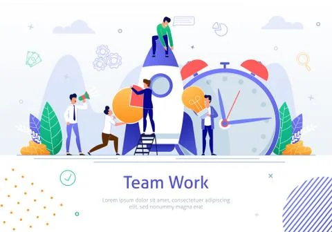 Business Team Successful Work Flat Vector Poster Stock Illustration