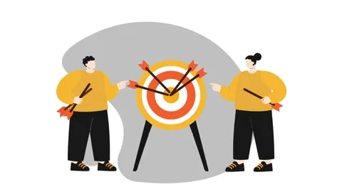Business Team Target Illustration flat illustration of people pointing Stock Footage 341844045
