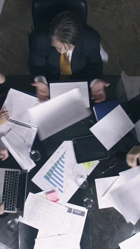 Business team throws documents and papers into air Stock Footage 226538134