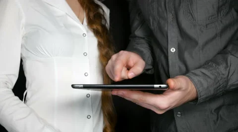 Business Team Using Electronic Tablet Stock Footage 60941940