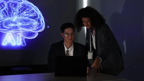 Business team using technology artificial intelligence with digital Ai assi.. Stock Footage 347589768