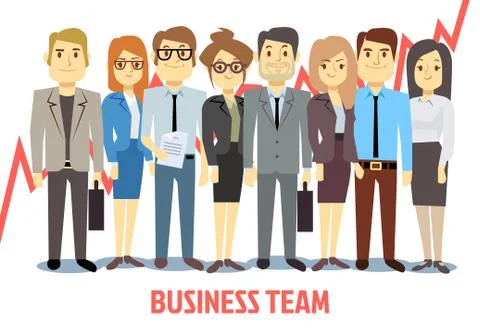 Business team vector concept with man and woman standing together. Teamwork Stock Illustration