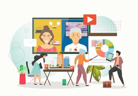 Business team, vector flat style design illustration 스톡 일러스트