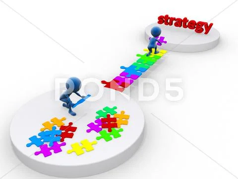 Business team work building a puzzle. business strategy concept. isolated Stock Illustration