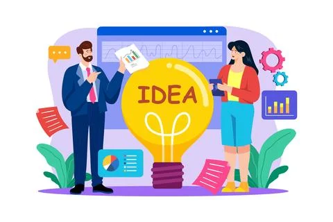 Business team working on an idea Stock Illustration