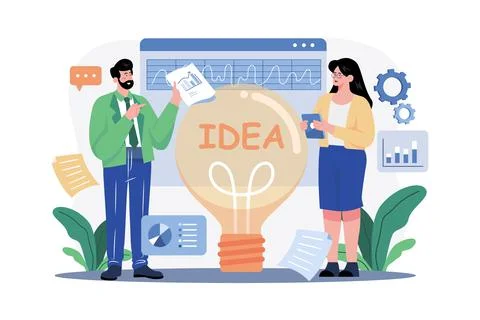 Business Team Working On An Idea Illustrazione stock
