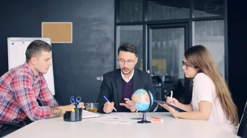 Business team working with new startup project in modern office. Stock Footage 80249596