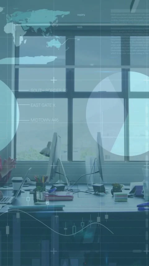 Business team working at office with data analytics animation overlay Stock Footage 319811666