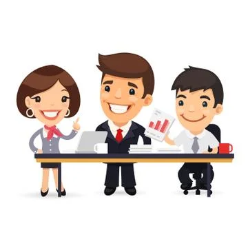 Business Team Working on the Project Stock Illustration