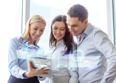 Business team working with tablet pc in office Illustrazione stock